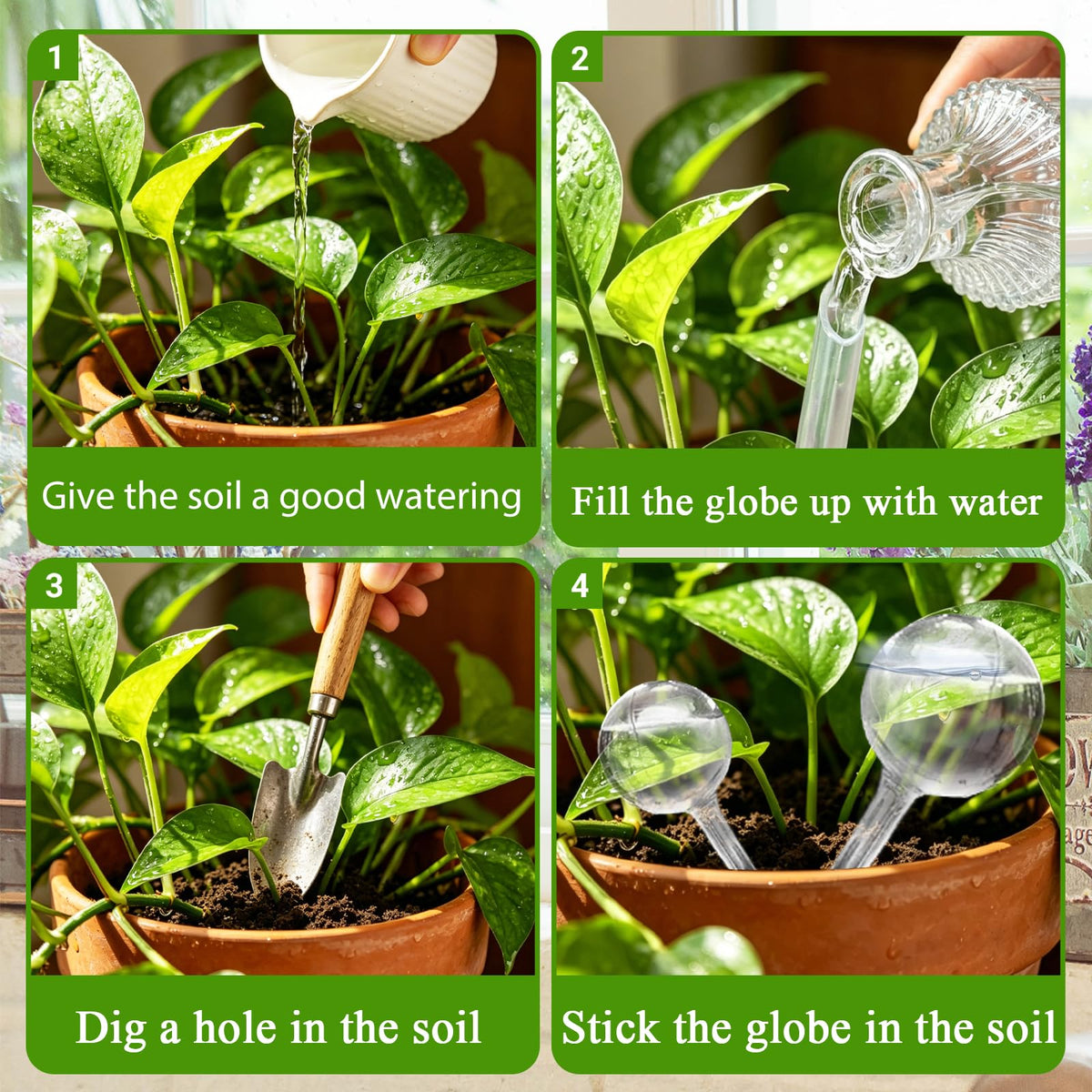 Anyumocz 12 Pcs Clear Plant Watering Globes,Plastic Self-Watering Bulbs,Flower Automatic Watering Bulbs for Plants Indoor,Outdoor,Flowerpot,Home Garden(2 Size)