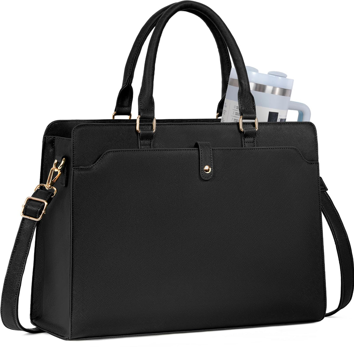 GMAK Laptop Tote Bag for Women, Office Work Bag Briefcase for 15.6 inch Laptop, PU Leather Teacher Tote Bag Large Capacity Waterproof Computer Bags Teacher Handbag for Commute Office Travel, Black