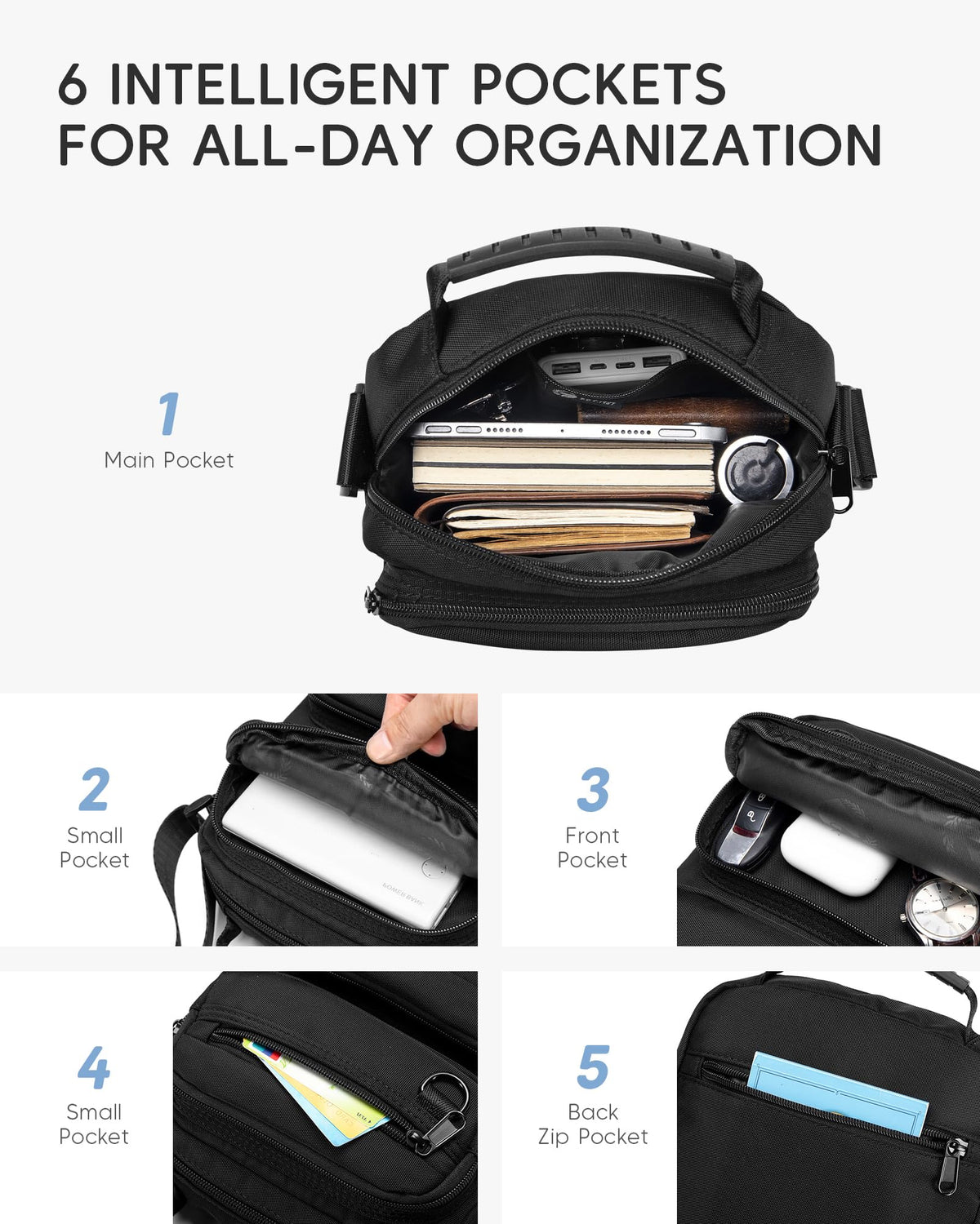 Nixjoro Men Purse for Crossbody Shoulder Satchel Messenger Bag for Father's Day Birthday Valentine Christmas Anniversary, Black