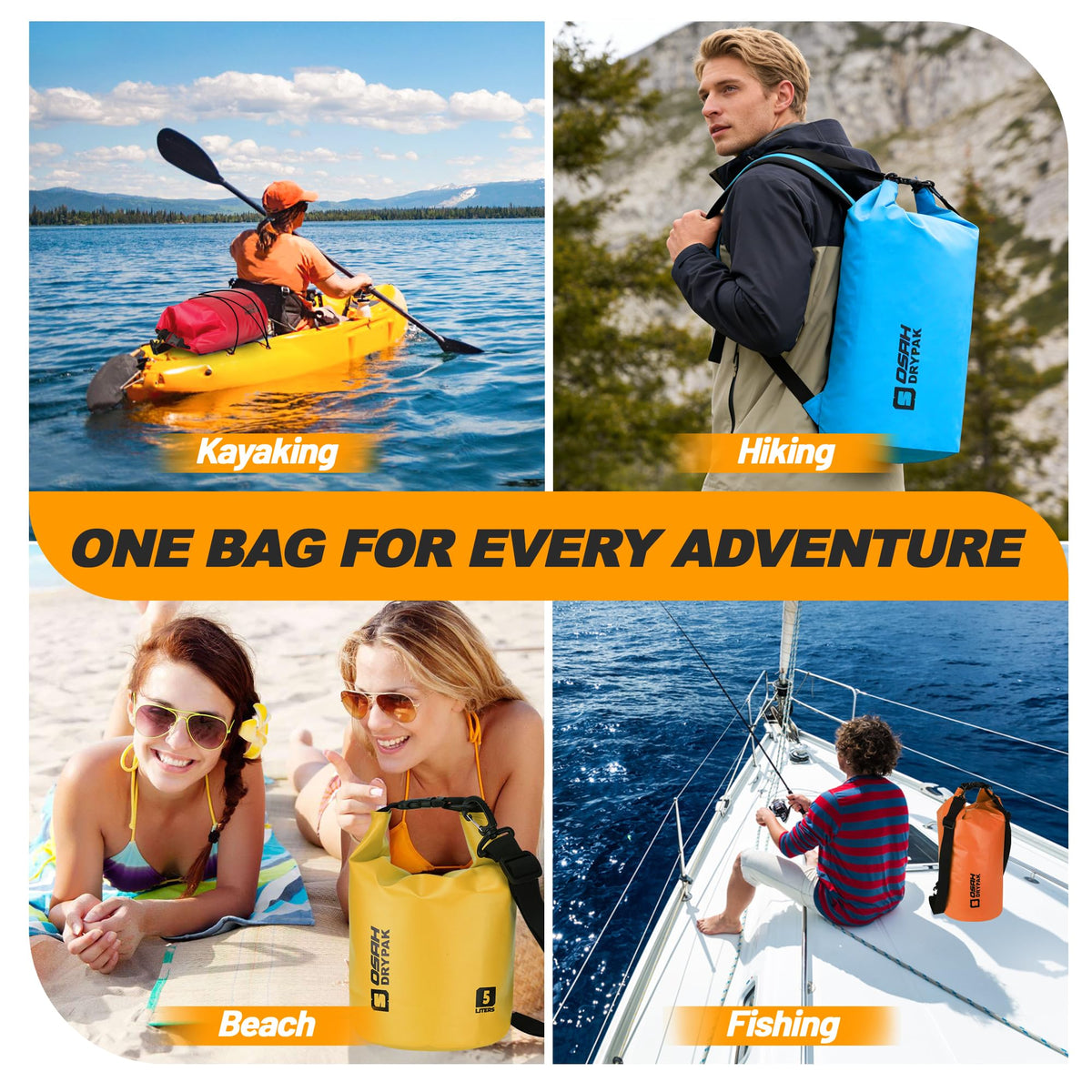Waterproof Dry Bag, 5L/10L/20L/30L/40L Roll Top Lightweight Storage Backpack with Phone Case for Women & Men, Floating Waterproof Sack for Travel, Swimming, Kayaking, Paddle Board, Camping & Beach