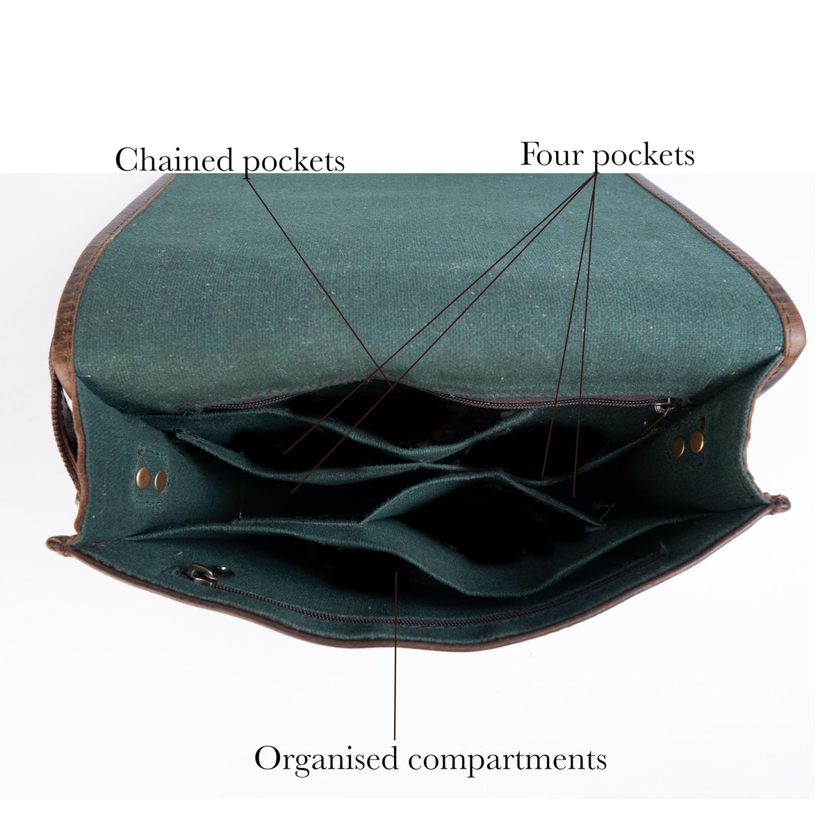 Satchel And Fable Leather cross body Shoulder I pad Messenger full flap Bag 11 Inch (Dark Brown, 11 inch)