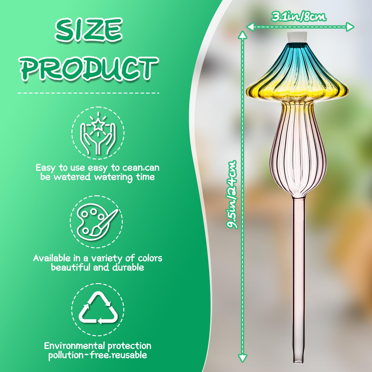 Plant Watering Globes, Rainbow Gradient Color Mushroom Plant Watering Devices, Self Watering Globes,Self Watering Planter Insert - Watering Bulbs for Indoor Plants for Travel Vacation (4 PCS)