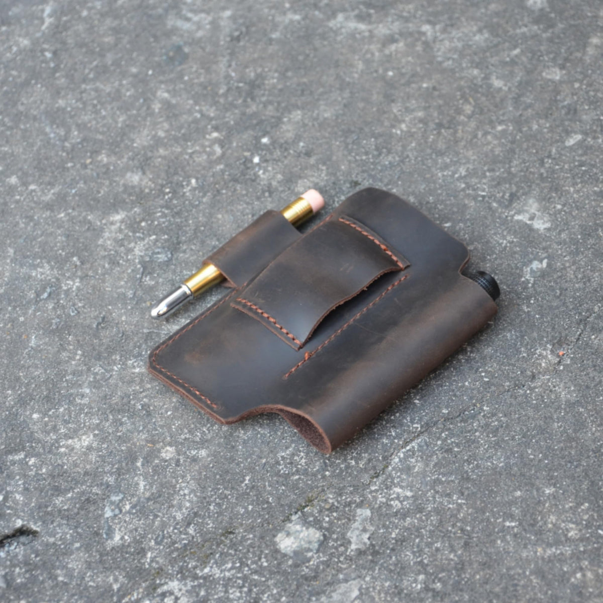 YIYUS Genuine Leather Multitool Sheath Organizer, Leather EDC Pouch for Men, Belt Holder Mini Leather Pocket, Flashlight Holder, Pen Holder, Sheath Holster Darkbrown