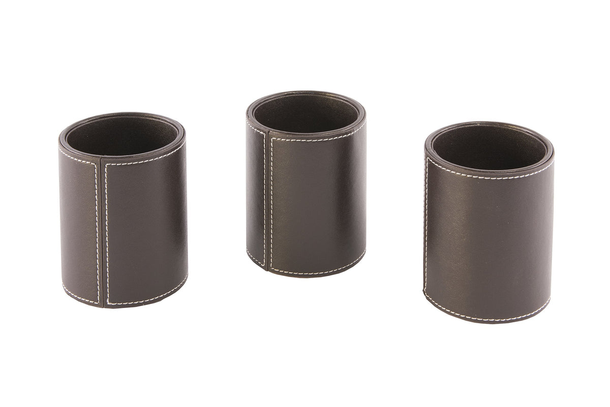 Osco BPUPP1 Faux Leather Pen Pot - Brown
