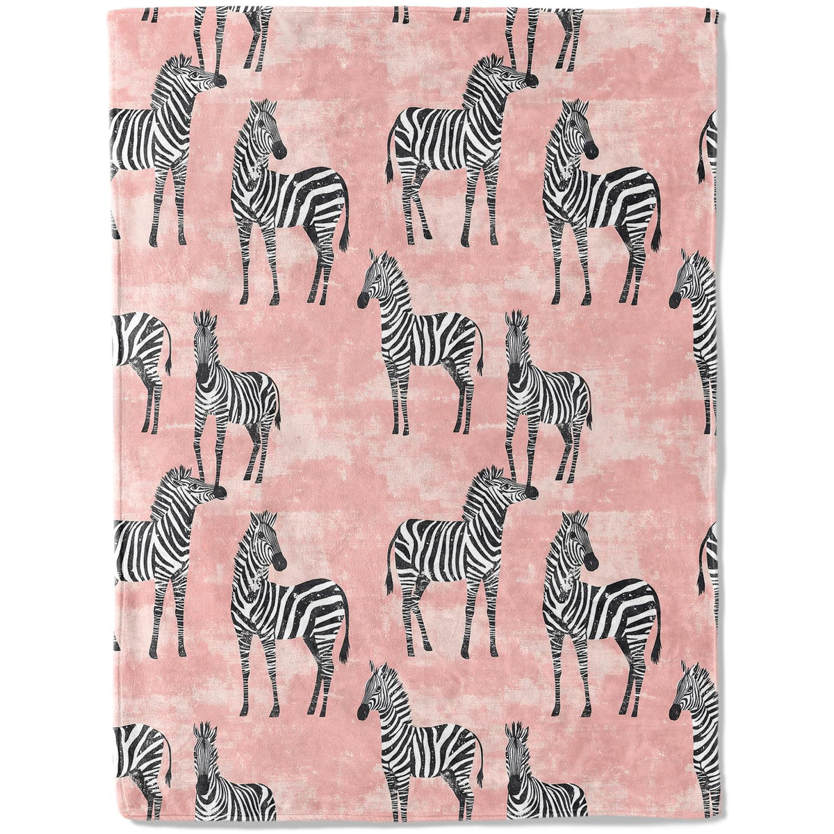 ainori Zebra Flannel Blanket - Stylish Safari Design with Black and White Zebras on Pink Throw - Soft Cozy Gifts Blankets for Animal Lovers, Safari-Themed Room Decor, and Whimsical Accent 50x60in
