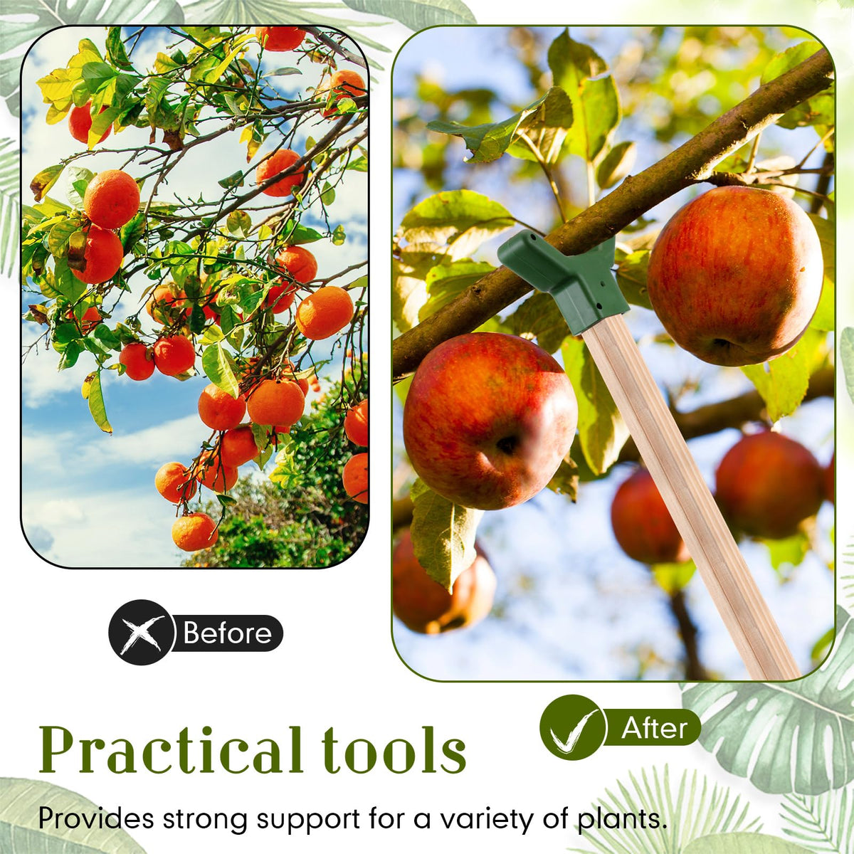 Yungyan 16 Pcs Tree Support, Plastic Fruit Branch Support Device Tree Brace Prevent Them from Breaking for Vineyards Ornamental Gardens Orchards Fits on Standard 1.57 x 1.57 Inch Lumber (Green)