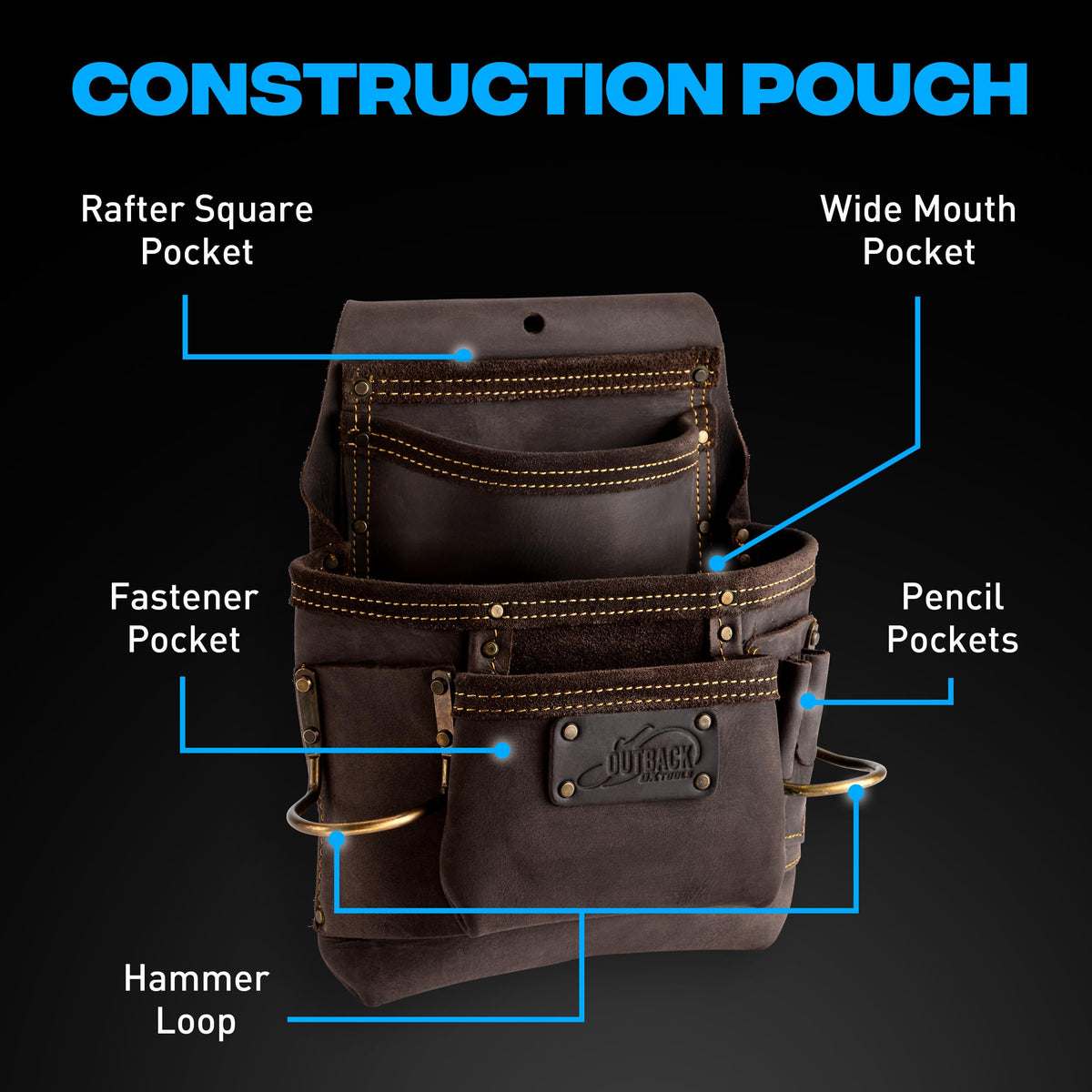 OX Pro Oil Tanned Leather Tool Belt with Padded Suspenders Leather Carpenter Tool Belt with Suspenders and Pouches Dual Hammer Holsters for Men - Morrales Para Carpintero