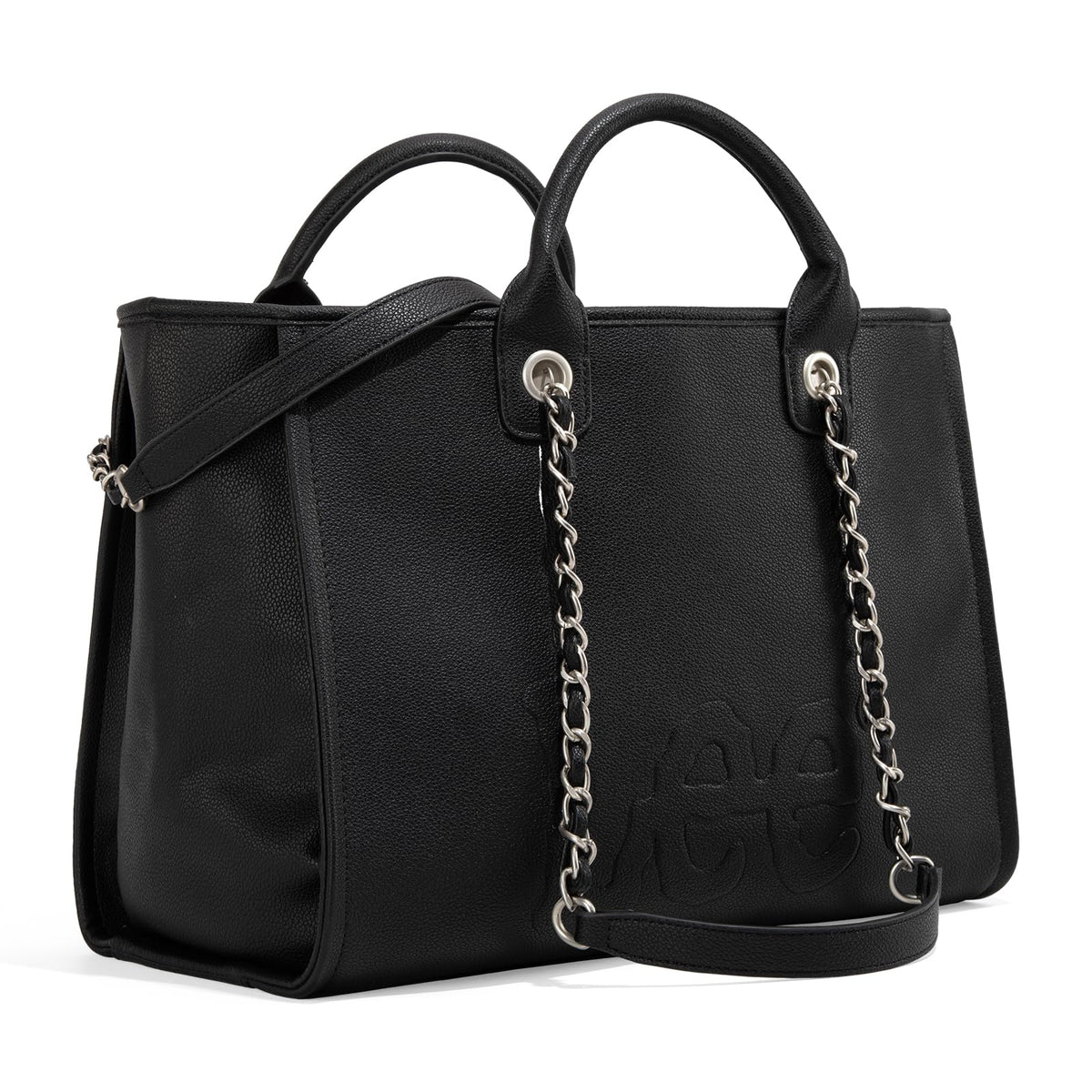 Lee Large Shoulder Tote Bag for Women Vegan Leather Top-Handle Handbag LEE46-345BK