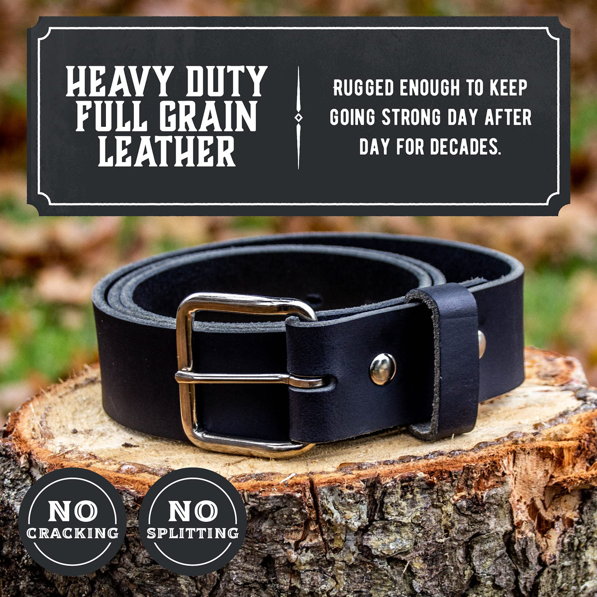 Main Street Forge Journeyman Leather Belt | Made in USA | Brown w/Silver Buckle | Size 34