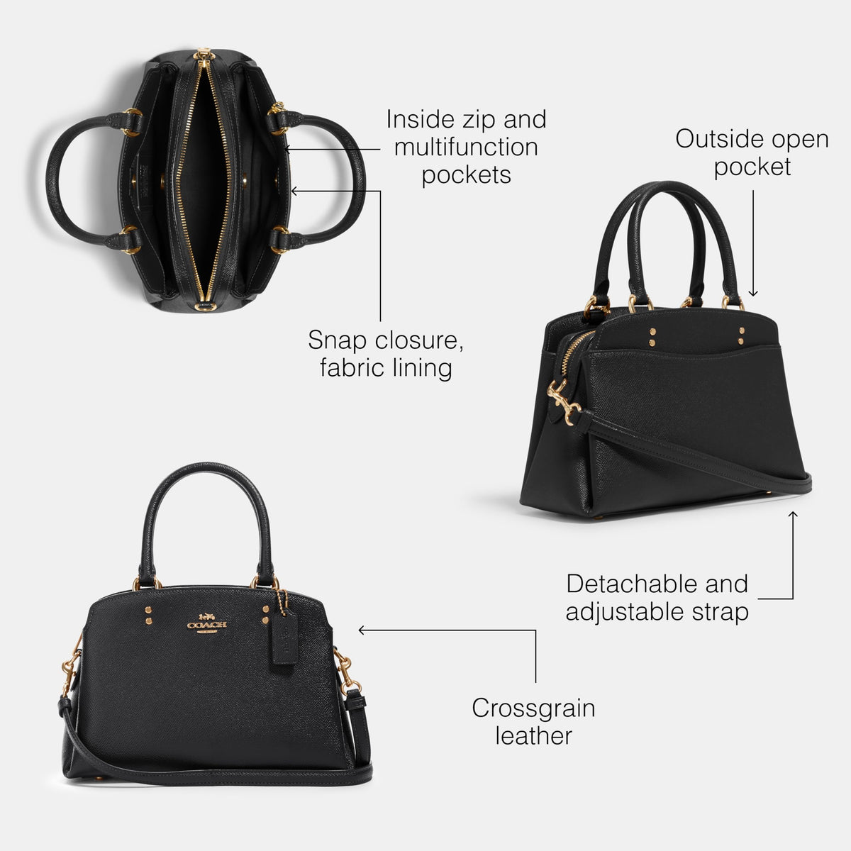 COACH Mini Lillie Carryall, Black