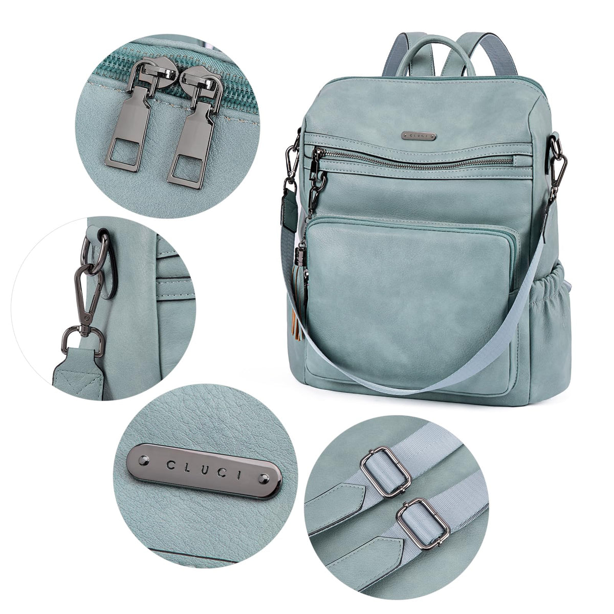 CLUCI Backpack Purse for Women Travel Leather Large Women Backpack Fashion Designer Lady Shoulder Bags with Tassel