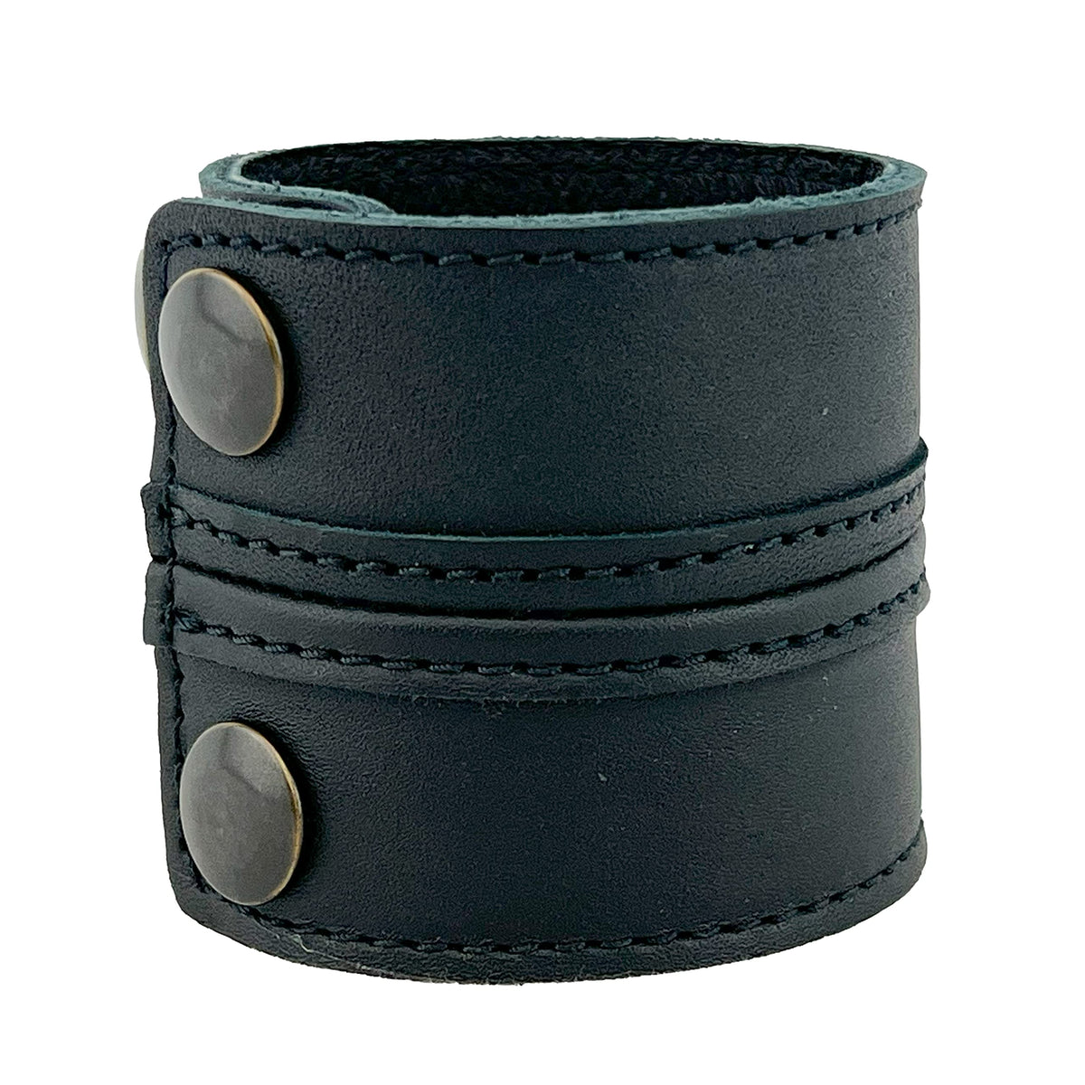 Anthology Gear Stylish Leather Cuff Bracelet Full Grain Wide Wristband For Men and Women (Unisex) Adjustable to 8" or 9 1/4" (Carbon Black, Large/X-Large)