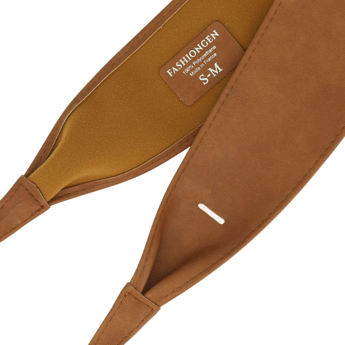 FASHIONGEN Obi Belt for Women – Wide Waist Belt in Faux Leather, MICA - Camel, Small/Medium