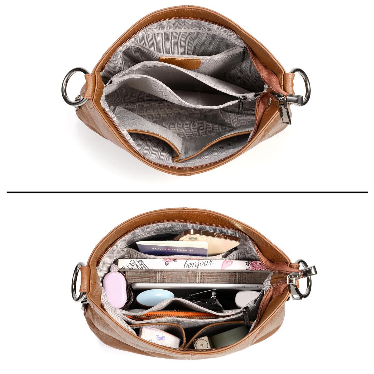YALUXE Genuine Leather Shoulder Bags Stylish Hobo Handbags Purses Crossbody Bags for Women