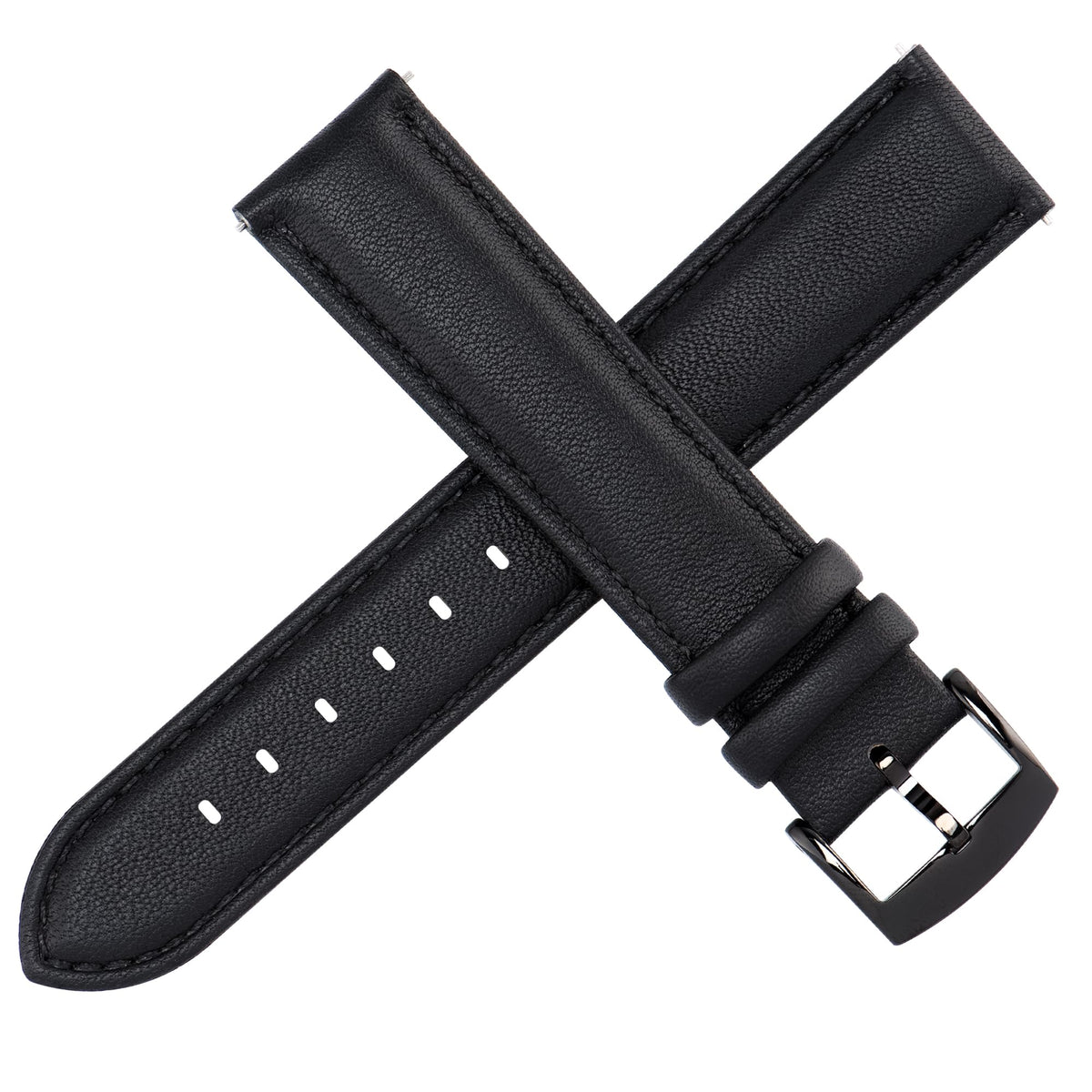 OTTOODY Leather Watch Bands Strap Quick Release, Elegant & Soft Top Grain Genuine Leather Watch band for Men Women, 22mm 21mm 20mm 18mm 16mm Replacement Straps for Watch & Smartwatch, Black Buckle