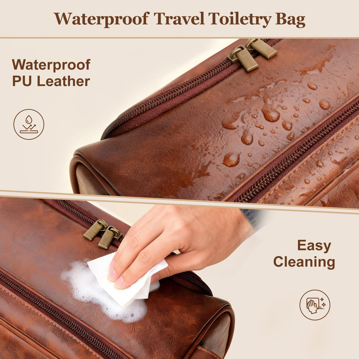 Personalized Gifts Travel Toiletry Bag for Men, Customized Laser- Engraved Mens Birthday Gift PU Leather Waterproof Bathroom Shaving Bag, Unique Anniversary Present for Husband Boyfriend Partner,D