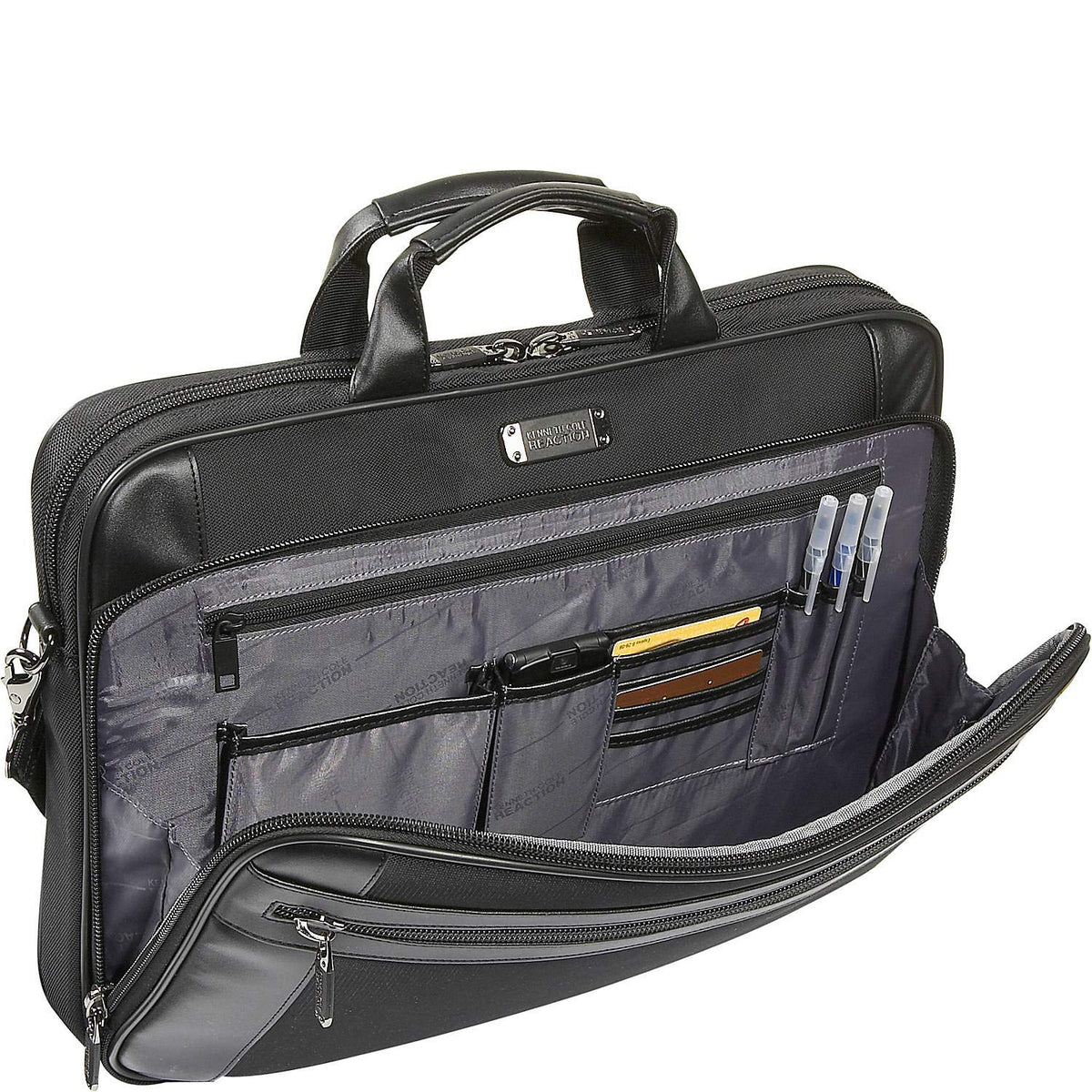 Kenneth Cole Reaction Urban Traveler Slim 18.4" Laptop Sleeve Top Zip Computer Portfolio Bag, Black