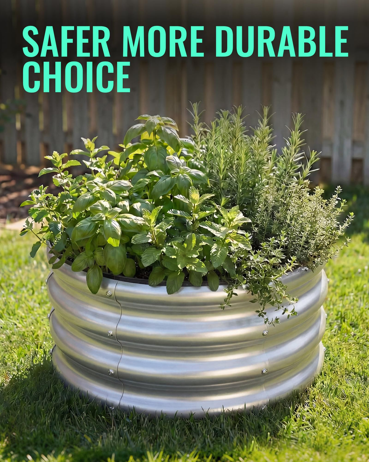 ZXZYHFTY Raised Garden Bed, 0.6 mm Galvanized Steel Round Planter Box with Open Bottom, Silver, 2 x 2 x 1 FT, 1 Pack