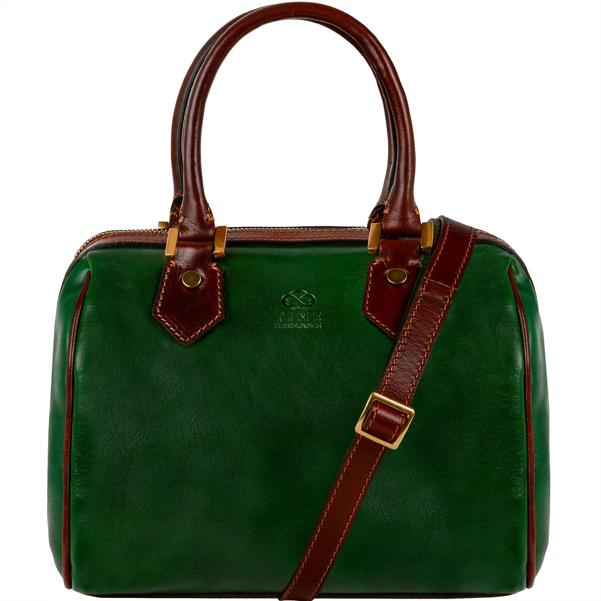Time Resistance Leather Handbag - Full-Grain Leather Purse for Women - Top Handle Bag - Tote Bag (Green)