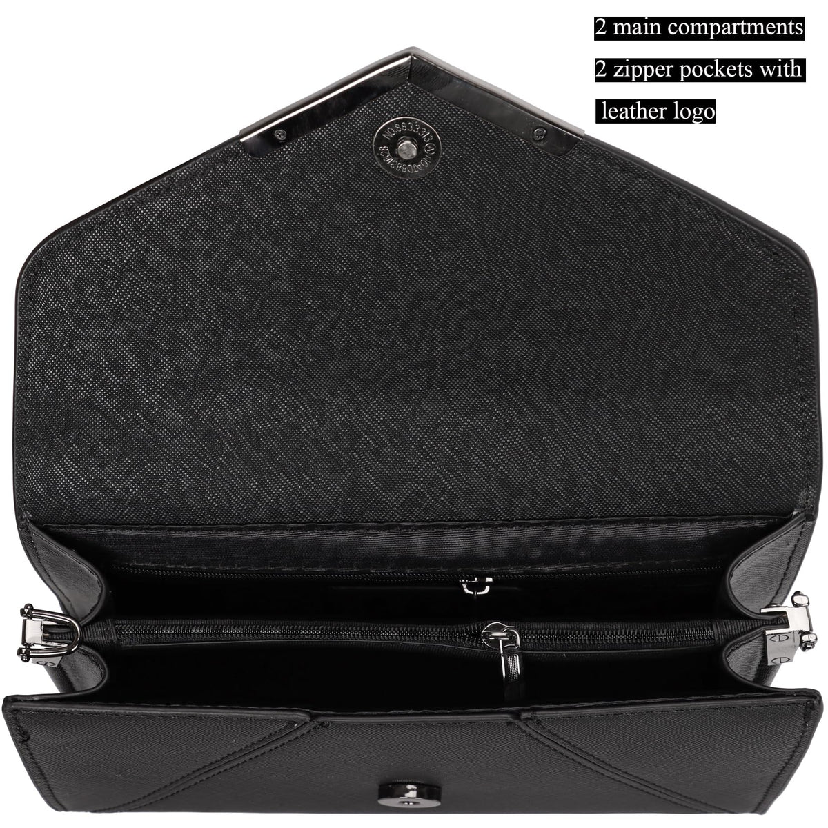 DEXMAY Women Envelope Clutch Faux Saffiano Leather Evening Handbag Foldover Clutch Bag Formal Dressy Purse Black