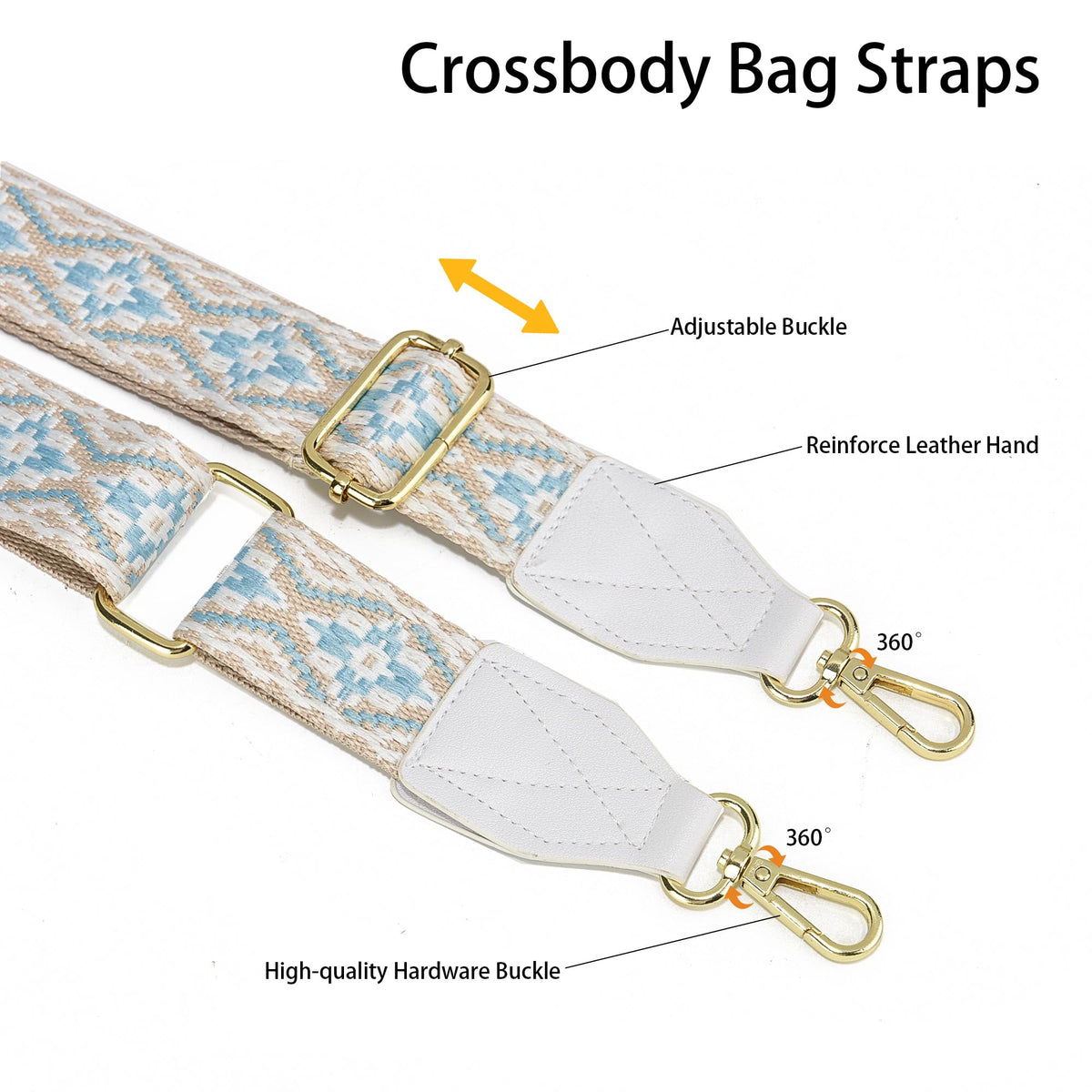 LEMEDE Purse Strap,1.5" Leather End Shoulder Strap Adjustable Replacement,Retro Multi-pattern Crossbody Bag Straps