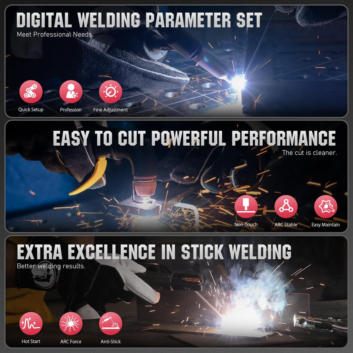 YESWELDER CT-520 Tig Welder & Plasma Cutter, 5-In-1 CUT/HF TIG/Pulse TIG/Spot Welding/Stick, 200A TIG and Stick & 50A Plasma Cutting, 110/220V Dual Voltage Multifunctional Welding Machine
