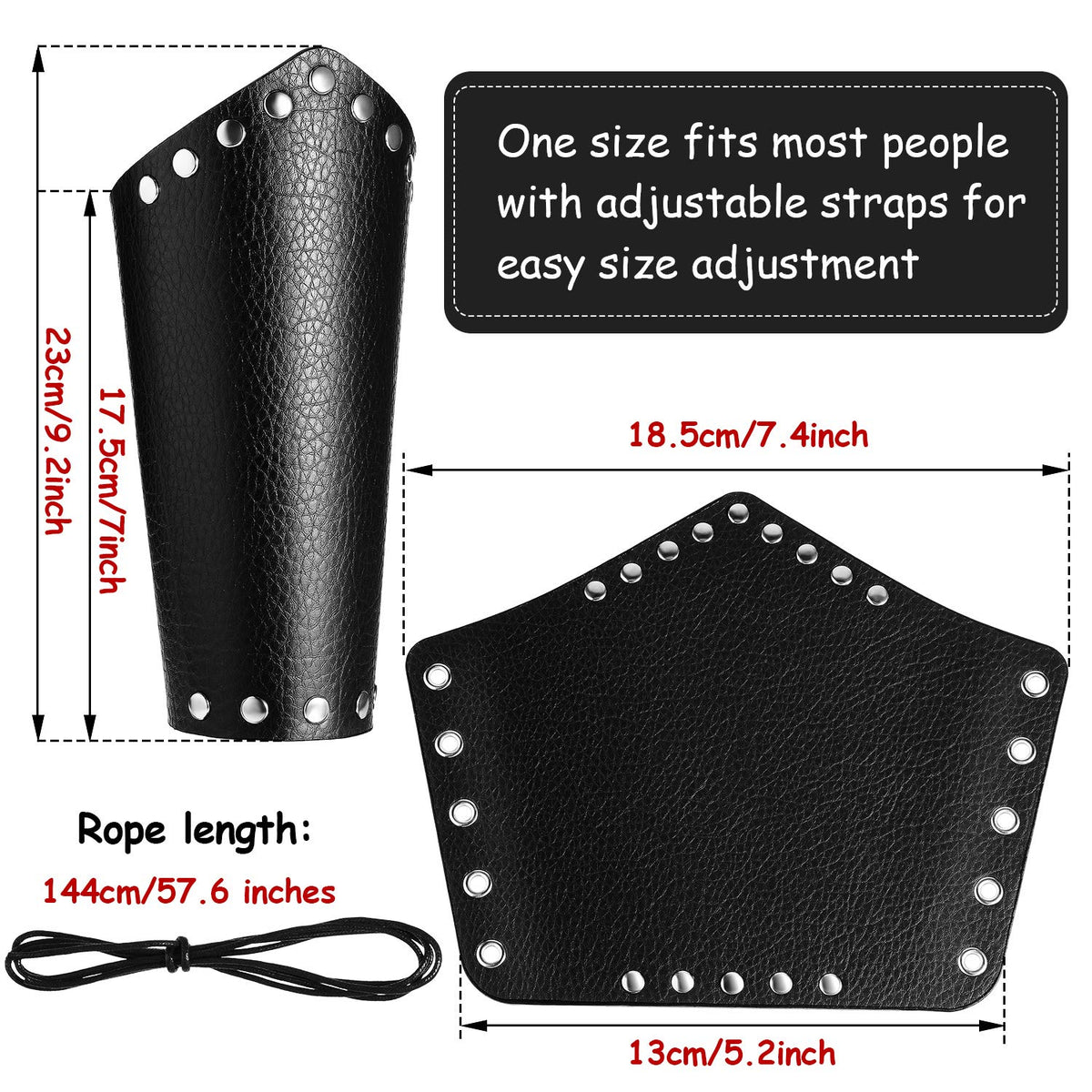 2 Pieces Unisex Faux Leather Gauntlet Wristband Arm Guards Viking Wrist Guard Medieval Knight Bracers for Steampunk Cosplay Party Accessories (Black)