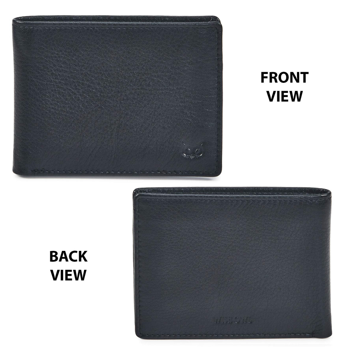Real Leather Mens Bifold Wallet RFID Blocking Slim Minimalist Front Pocket - Thin & Stylish with ID Window in Gift Box (Nappa, Black)