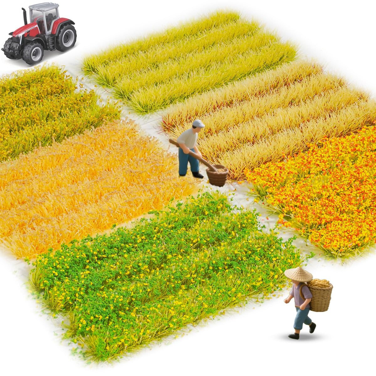 Warmtree 24 Pcs Static Grass Bushy Tufts Lowland Shrubs Model Kit Scenery Model DIY Miniature for Train Landscape Railroad Scenery Sand Military Layout Model War Gaming Terrain Diorama Supplies