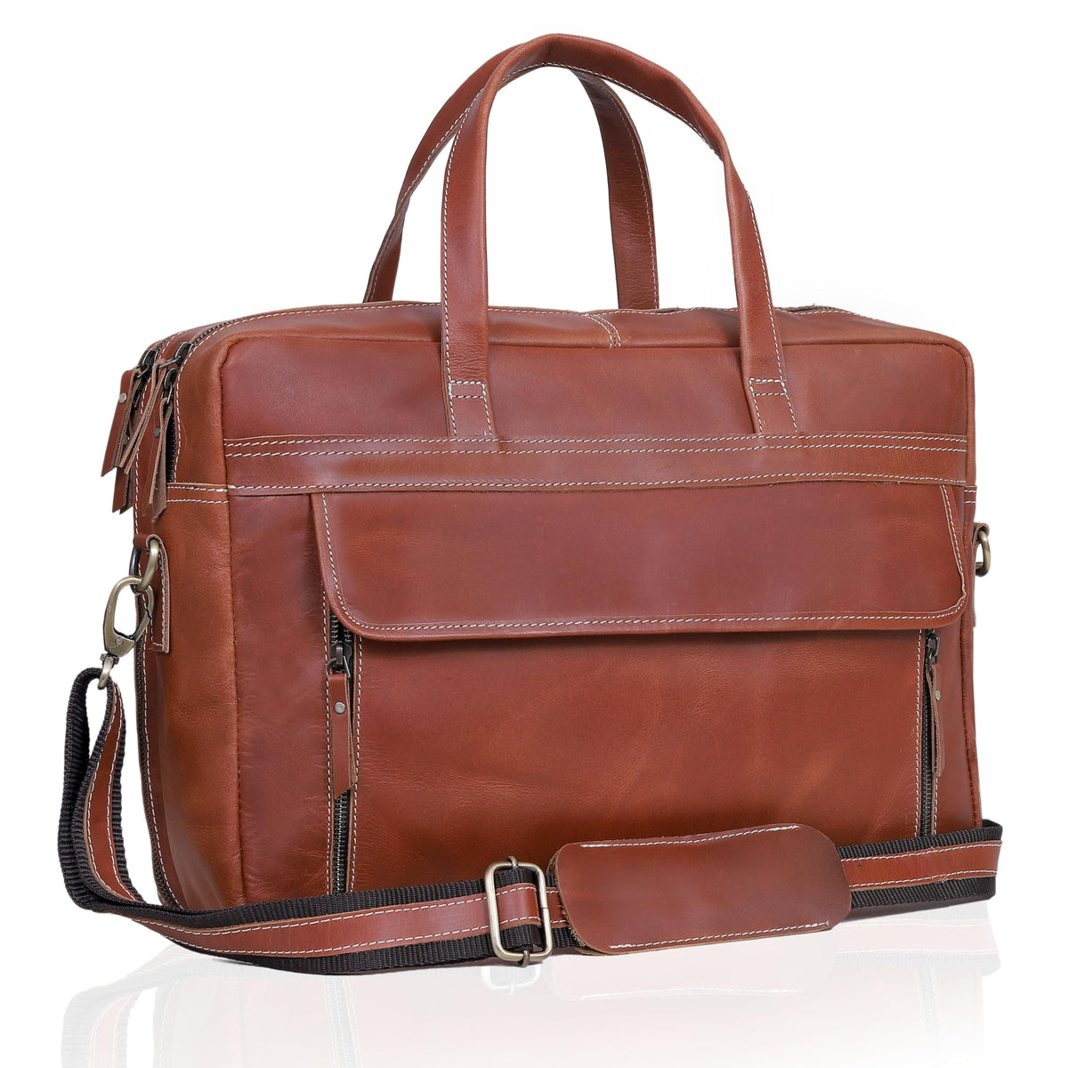 18 Inch Full Grain italian Leather Briefcase for Men, Top Choice Gifts, Handcrafted Laptop Bag (TAN) (18 inch)