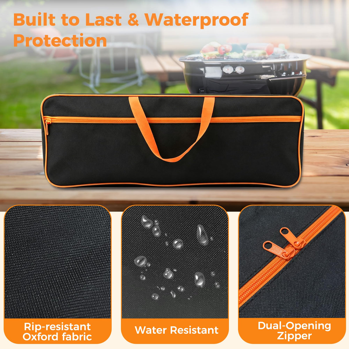 Extra Large Grill Tool Storage Bag, Heavy Duty BBQ Accessories Organizer, Oversized Griddle Storage Case Compatible with Blackstone, Holds Spatulas, Scrapers, Bottles and Grill Cleaning Tools