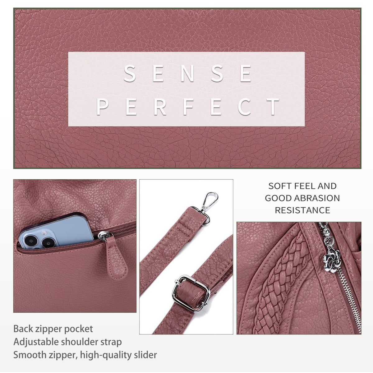 Purses and Handbags Women Fashion Tote Bag Shoulder Bags Top Handle Satchel Purses Washed Synthetic Leather Handbag… 1-1#d.pink 13.8 * 4.7 * 11.8 inches