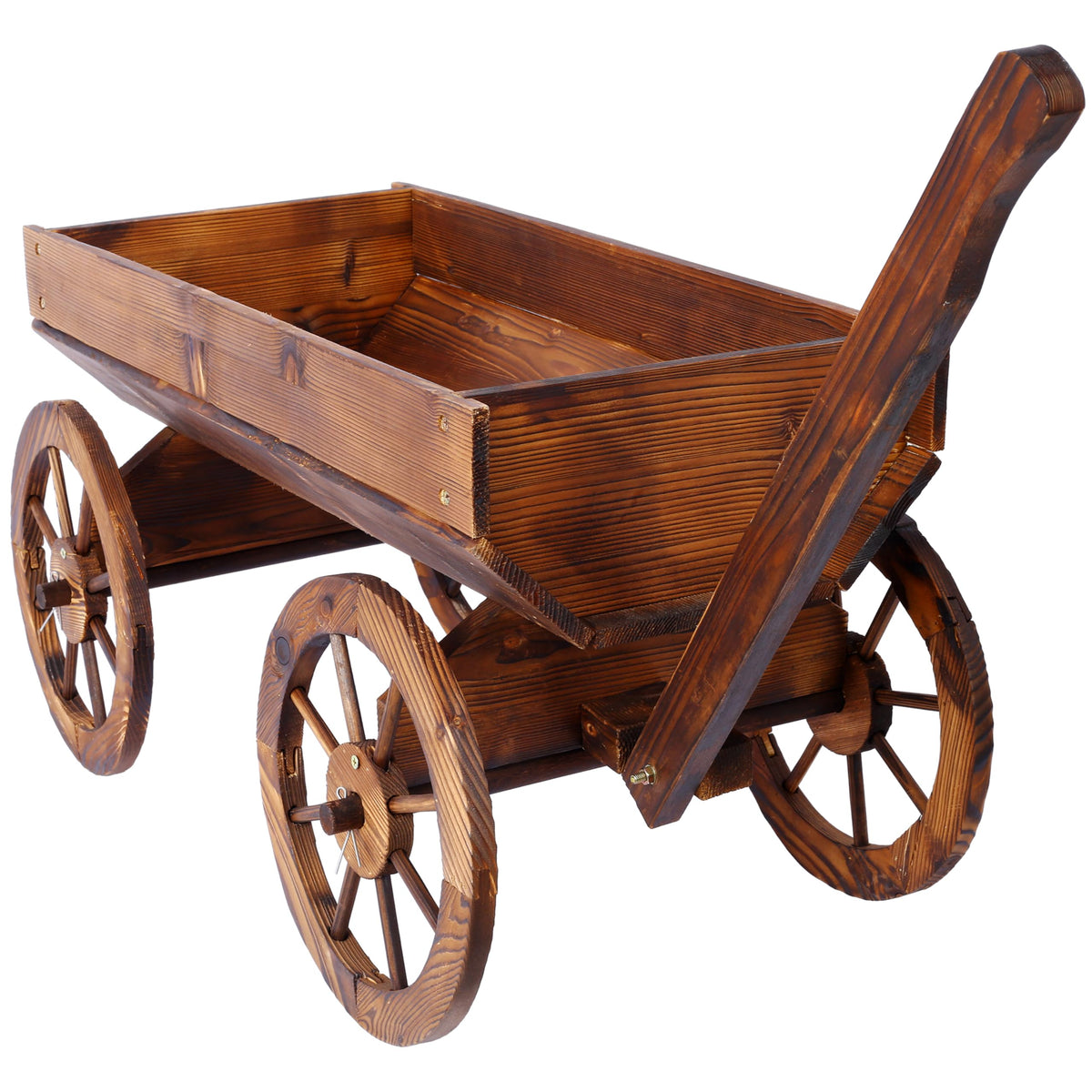 SwingIt Wood Wagon Flower Planter Pot Stand W/Wheels Home Garden Outdoor Decor