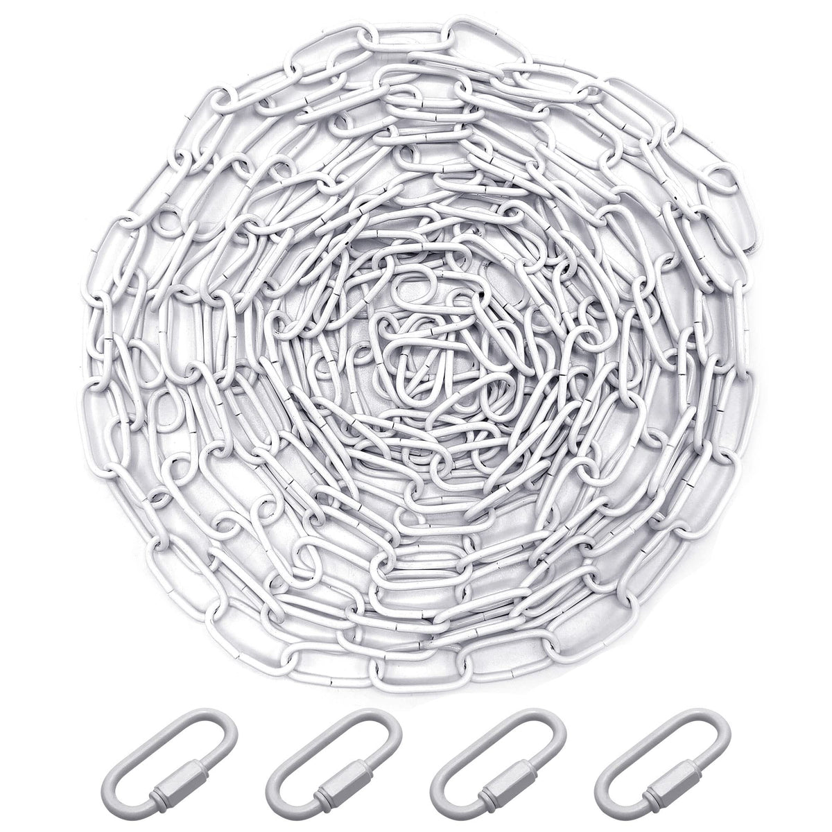 ECUDIS 20 Feet Pendant Light Fixture Chain, Lighting Hanging Chain Extension with Connection Locks, Lighting Chain Replacement for Chandelier, Plants, Fruit Basket (White)