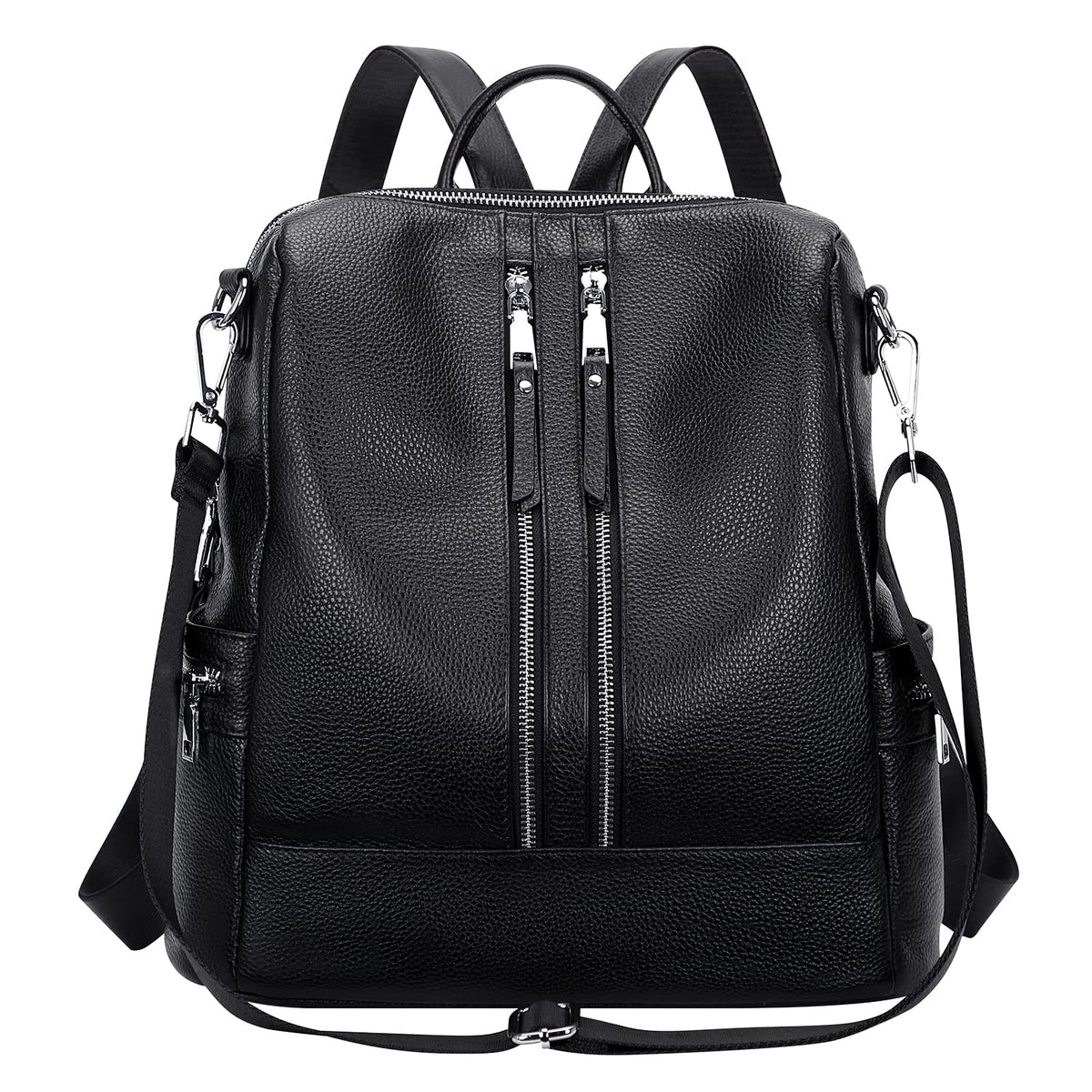 ALTOSY Genuine Leather Backpack Purse for Women Convertible Shoulder Bag Crossbody Bag Elegant Casual Daypacks (S77 Black)