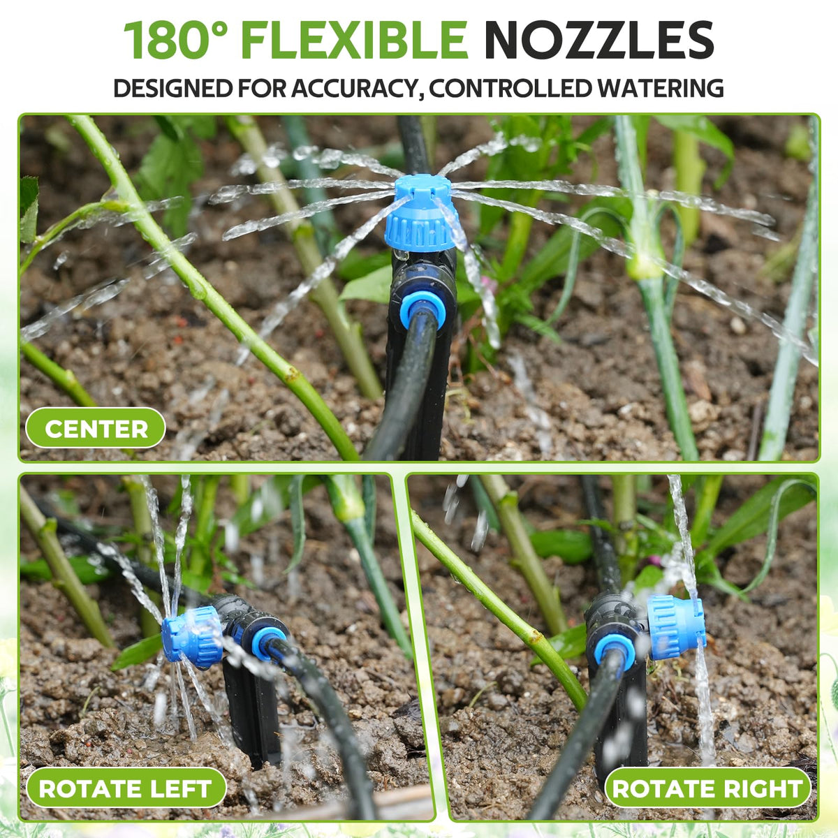HIRALIY 40ft Push-to-Connect Drip Irrigation Kit, Adjustable Plant Watering System, for Garden Raised Bed Saving Water Automatic Irrigation Equipment with Drip Emitters, Tubing, Connectors