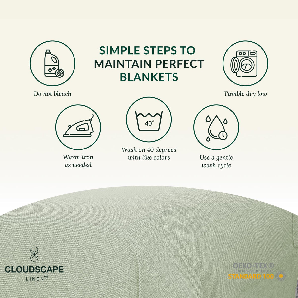 CLOUDSCAPE 100% Cotton King Size Blanket, Soft Herringbone Weave, 92"x108", Fits Upto Cal King, Breathable Lightweight Summer King Cotton Blanket for Adults, All Season Blankets - Seafoam