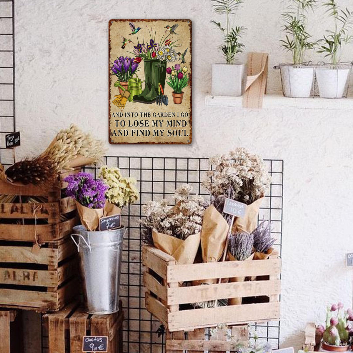 Garden Metal Signs Outdoor Flowers Tin Sign And Into The Garden I Go To Lose My Mind And Find My Soul Decor for Gardening Gifts Yard Art 8x12 Inch
