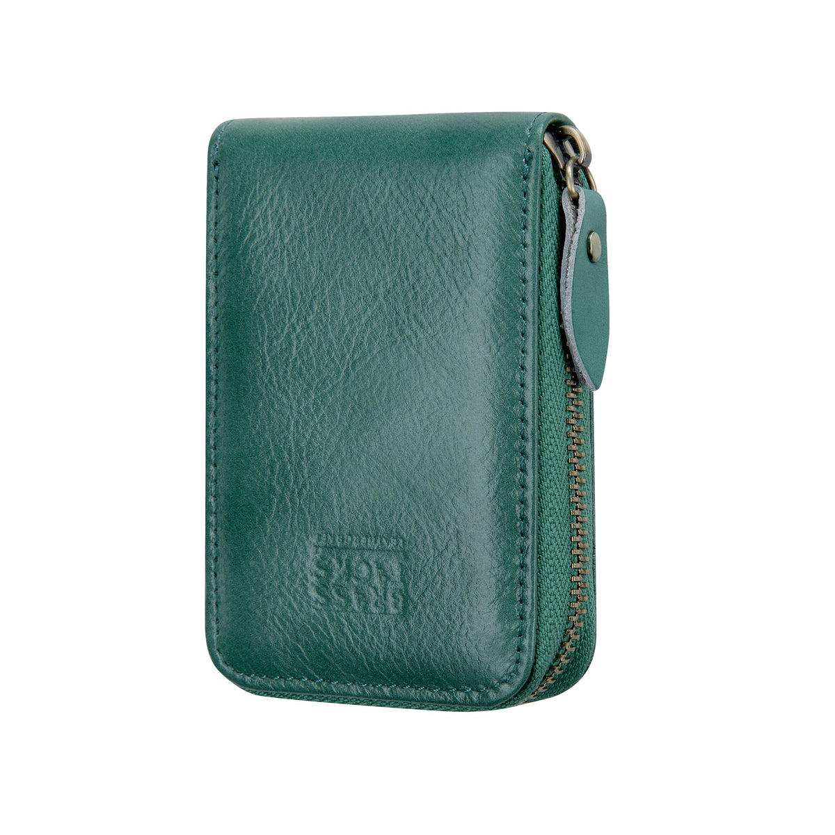 BRASS TACKS Leathercraft Vintage Full Top Grain Leather Wallet RFID Blocking Multi Card Case with Zipper Pocket Card Holder for Men Women Gift Box