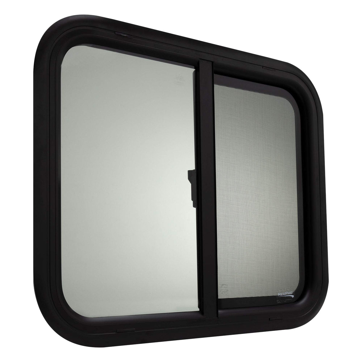 RecPro RV Window Replacement, Teardrop Style, Horizontal Sliding, 24inW x 20inH, Black, Model RP-WIN, Made in USA