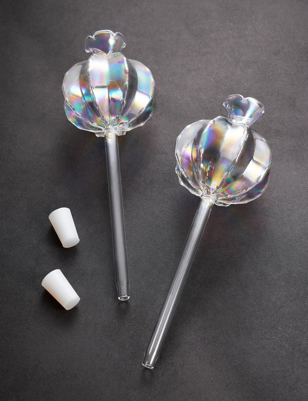 NiHome Plant Watering Globes 4-Pack, Iridescent Glass Cactus Self Watering Globe, Glass Waterer for Potted Plants - 4.7OZ/140 ML Capacity Automatic Mini Irrigation System, Adorable Gardening Gift