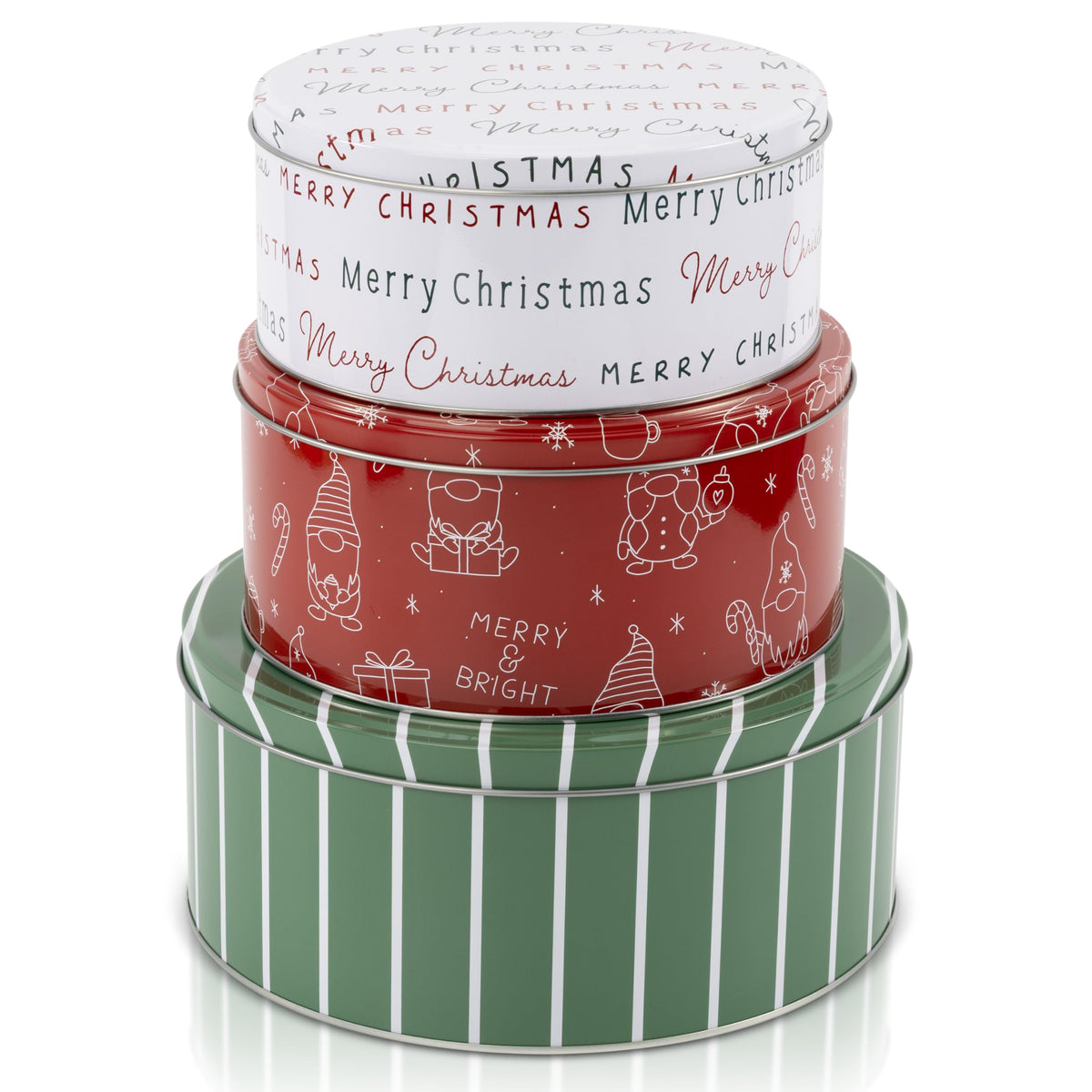 Beautiful Christmas Cookie Tins Set Of 3 - Cute Containers Are Perfect To Share Delicious Homemade Cookies, Candy Or Cupcakes With Friends & Family - Sturdy Boxes With Lids For Holiday Gift Giving