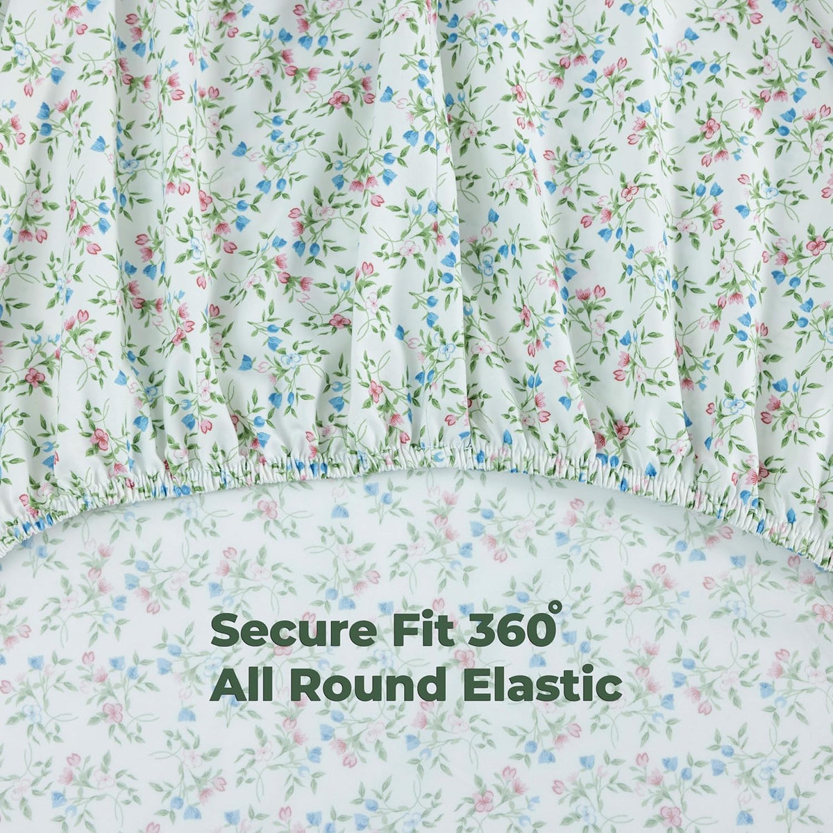 Dreamology Queen Size Sheet Set,4 Pieces Microfiber Sheet,Printed Sheet Set with Solid Cuffed Detail,Includes 1 Flat Sheet,1 Deep Pocket Fitted Sheet and 2 Pillowcases,Queen Bed sheets – Ditsy Flowers
