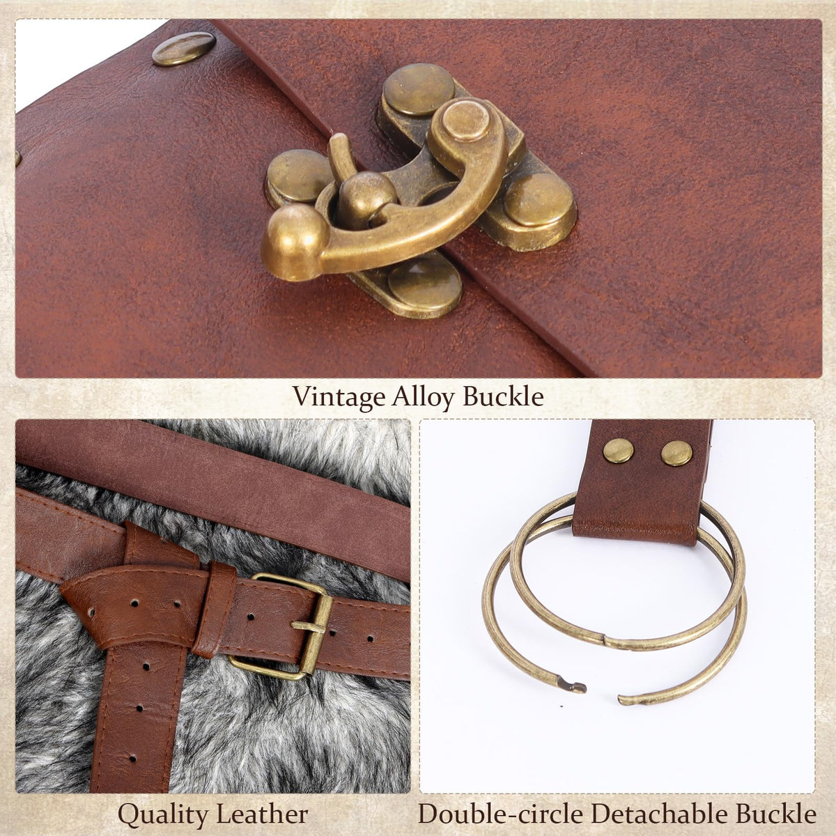 Renaissance Belt Pouch Set with Fanny Pack, Coin Purse, Viking Bracer Hook & Skirt Hike Loop for Faire & Cosplay Belt