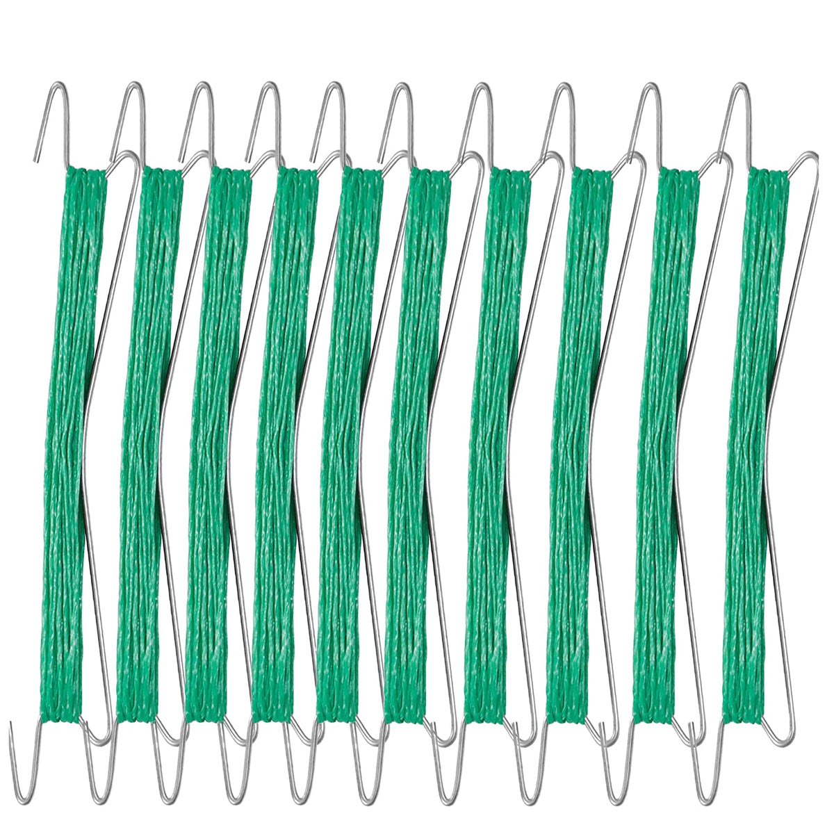 UCSAJI 10 PCS Tomato Support Hooks 10m Twine Vegetable Support Clips String Rope Plant Trellis for Climbing Plants Hooks to Prevent Tomatoes from Pinching or Falling Off (Green)
