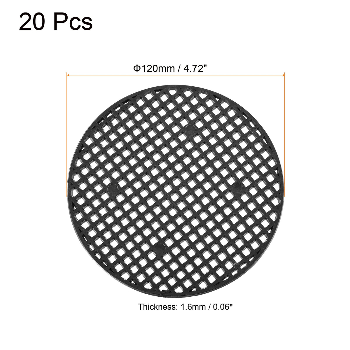 MECCANIXITY Flower Pot Hole Mesh Pad 4.7 Inch Bonsai Plant Bottom Round Plastic Soil Grid Screen Mat, Black Pack of 20