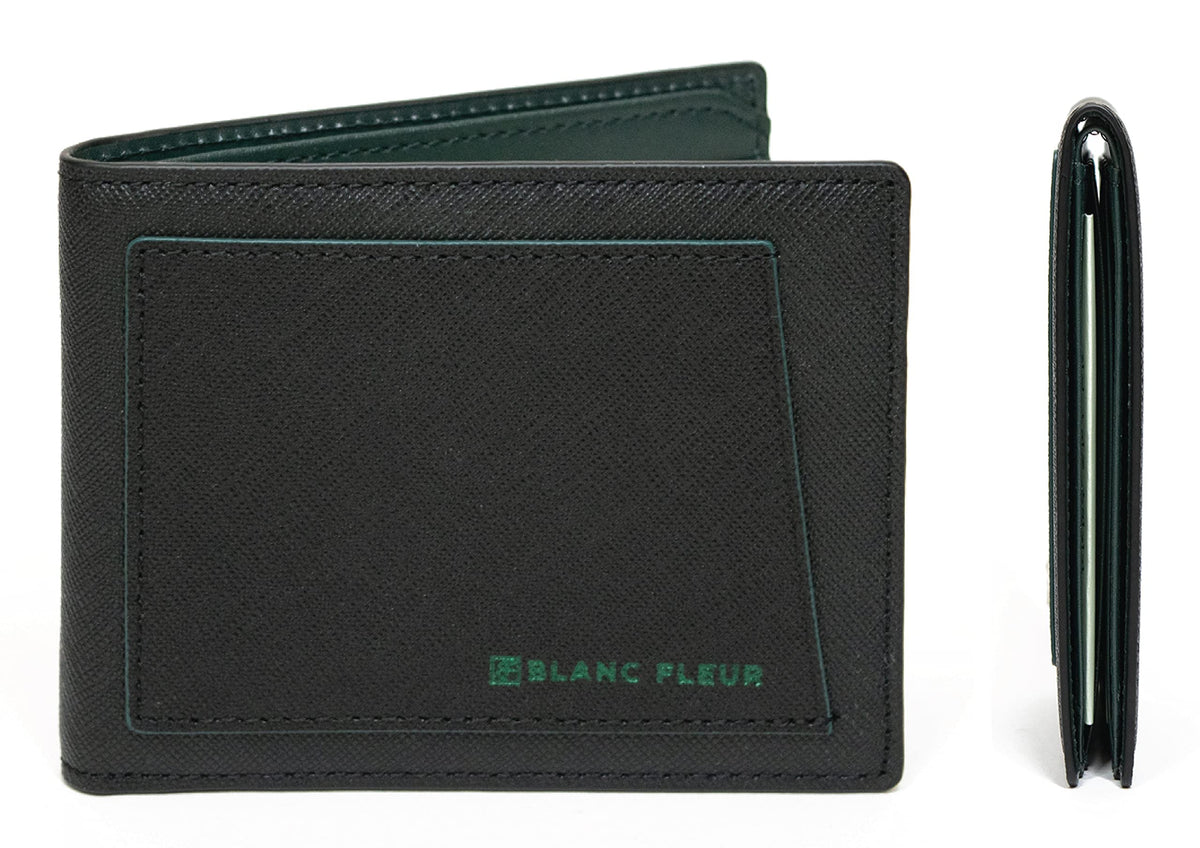 maskfactory stwees bifold leather wallets - Ultra slim, RFID, Front pocket, slim, ID window (Pocket style E, Black)
