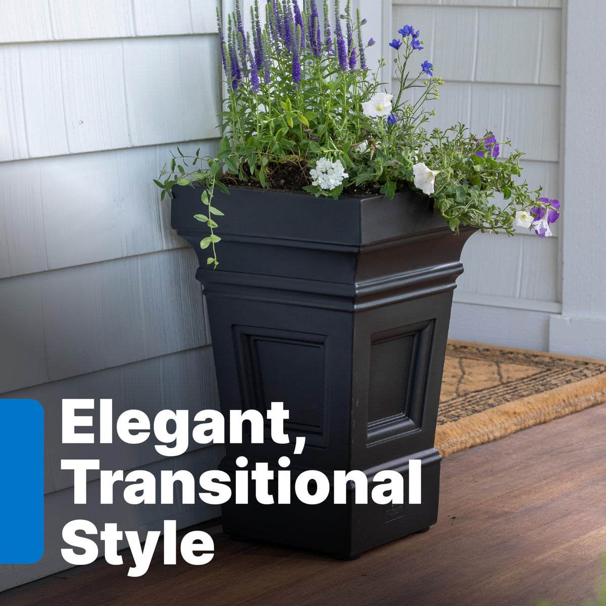 Step2 2-Pack 24" x 15.5" x 15.5" Atherton Square Planter Box and 39" x 24" x 19.5" Atherton Large Planter Box, Black