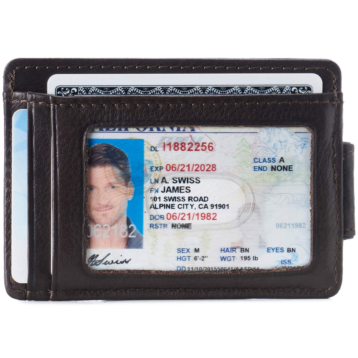 Alpine Swiss Harper Mens RFID Slim Money Clip Front Pocket Wallet Minimalist Leather ID Card Holder Brown