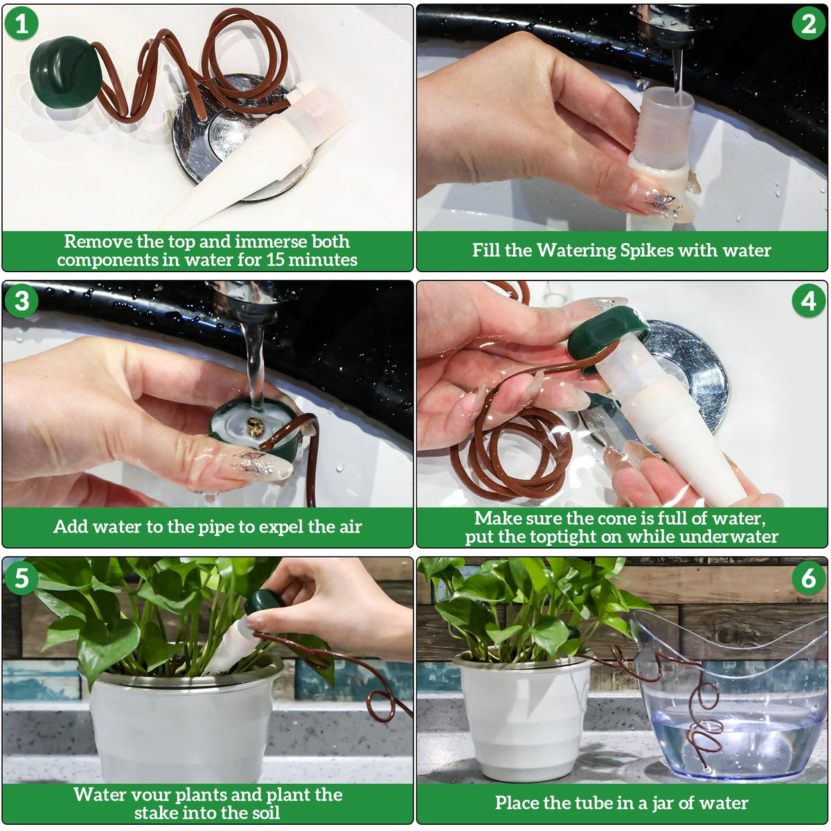 HESTYA 16 Pack Plant Self Watering Stakes Insert Automatic Watering Devices Self Watering Spikes Indoor Outdoor Plant Watering for Vacation